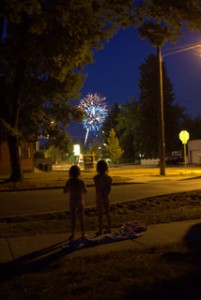 From our rental house the view of the fireworks over the lake