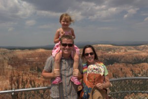 The family overlooking the amphitheater at Bryce Canyon