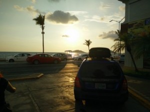 Our good old Forester takes a break to watch the sunset in Mazatlán