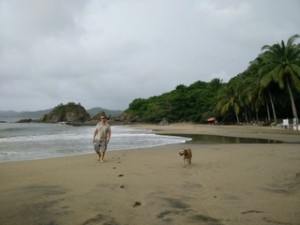 Enjoying the beach with Ubu